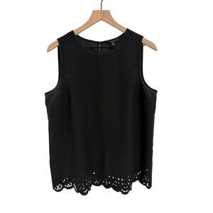 Banana Republic Black Laser Cut Hem Blk Tank Womens L
